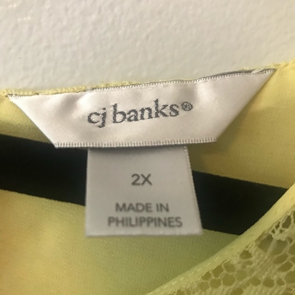 CJ Banks Yellow Lace Keyhole Blouse - Picture 4 of 5